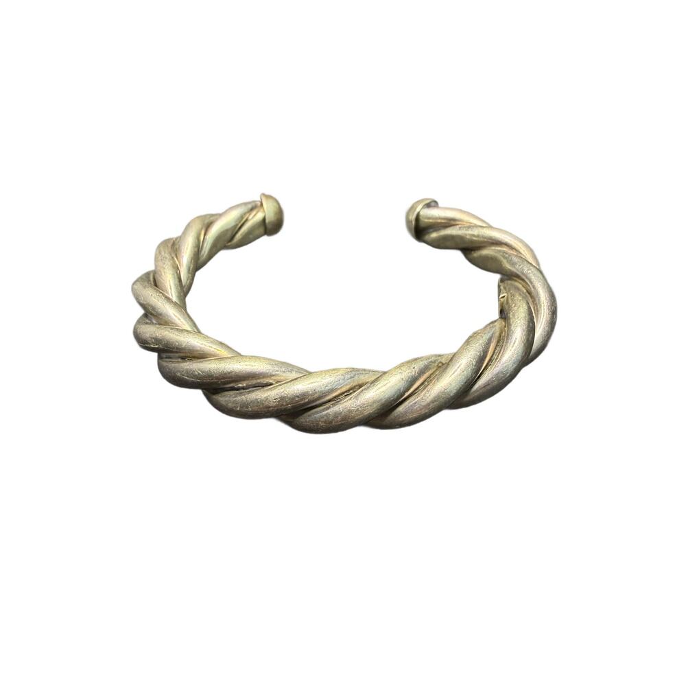 Vintage Sterling Silver Twisted Cable Cuff Bracelet: Taxco Mexico 40g 6.25